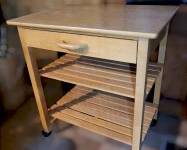 Natural light wood kitchen cart on wheels