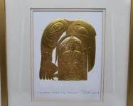 HAIDA RAVEN STEALS THE SALMON Gold Embossed Art Print Bill Reid Framed