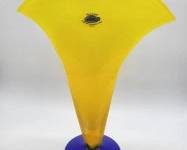 Richard Blenko Signed & Dated 2000 Cadmium Yellow & Cobalt Blue 12" Vase