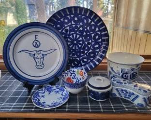 Beautiful selection of blue and white pottery - Arabia, Delft, 2 Ralph Lauren Mandarin bowls & more