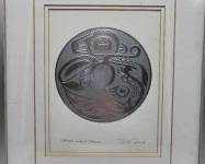Bill Reid Haida Wolf Drum Silver embossed & framed Native Canadian art