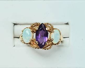 Opal and amethyst in 14k sz 6-3/4