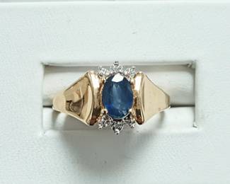Sapphire and diamonds in 10k 
sz 6-3/4
