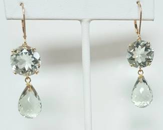 Fabulous Green Amethyst Earrings in 14k