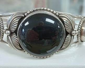Black Onyx Cuff in Sterling 
Small to med wrist