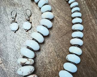 White turquoise necklace and earrings 