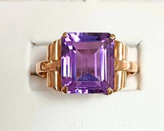Retro modern amethyst ring