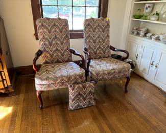 7	$150 	two matching armchairs queen ann style 									