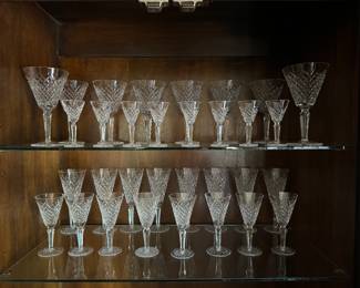 21	$350 	Waterford crystal 8 wine/ 8 flutes/ 8 sherry/8 cordials	Lismore - one stem has tiny chip on rim		