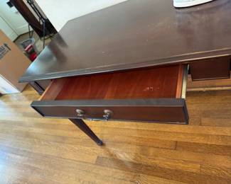 12	$190 	Console mahogany 62x21x30 myrtle desk 	