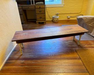 71	$60 	Pine bench white legs 68x16x15	