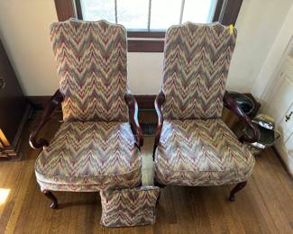 7	$150 	two matching armchairs queen ann style 									