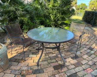 64	$70 	black iron chairs 									
65	$60 	"Round glass top table 42"""	