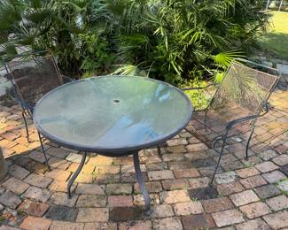 64	$70 	black iron chairs 									
65	$60 	"Round glass top table 42"""	