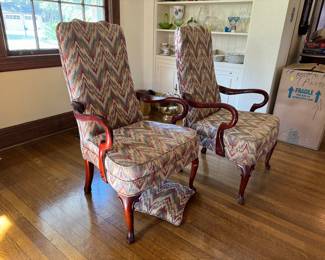 7	$150 	two matching armchairs queen ann style 									