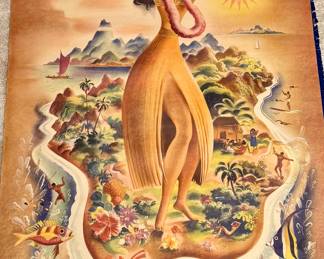 Vintage Hawaii Poster - united airlines - travel poster