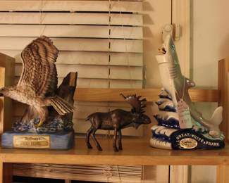 AN EAGLE AND FISH DECANTERS
