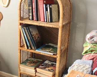 SMALL TAN WICKER SHELVING