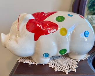 ca 1940 polka dot piggy bank.