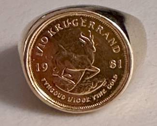 Krugerrand coin ring.