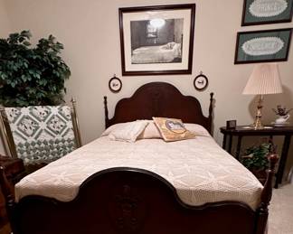 Framed Andrew Wyeth "Master Bedroom print hangs above the antique "full" bed.