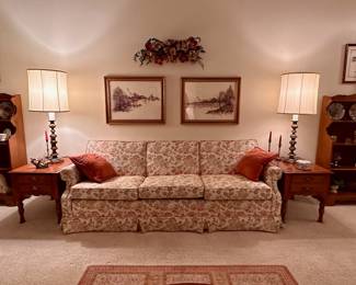 End of day 1 update:  Sofa and end tables are sold.  Ethan Allen bookcases and lamps are still available.