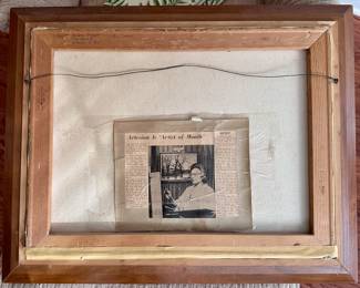 Oil painting is by Helen Mapes of Artesia, New Mexico acquired in 1967.  News article on backside of oil painting.