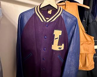 Vintage letterman varsity jacket owned by class of 1956 football quarterback of LaGrange (GA) High School.