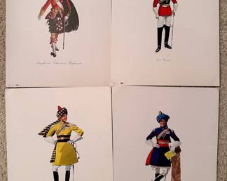 Four of many Dewar's White Label regimental prints.  This is part of the first edition (there were four editions).  See next photo for more information.