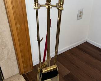 fireplace poker brush set gold
