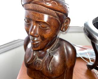 carved wooden African bust figure