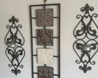 Metal scrolls for votive candles and metal art piece