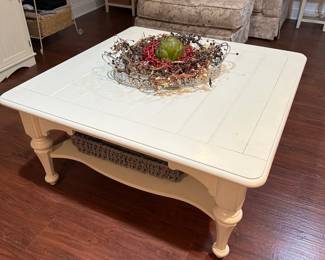 French country white wood coffee table