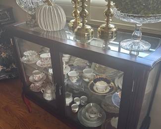 Cherry and glass display cabinet