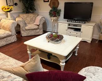 White wood coffee table - white wood TV table with shelves and doors