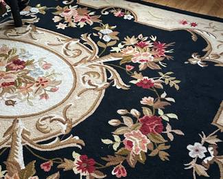 Black & creme & rose area rug