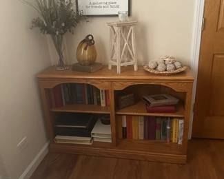 solid oak double bookcase