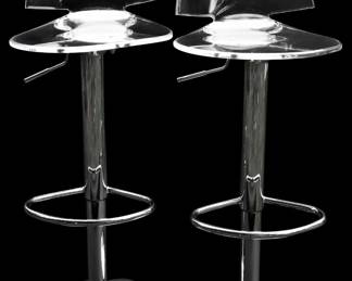 LUCITE BAR STOOLS AND CHAIR