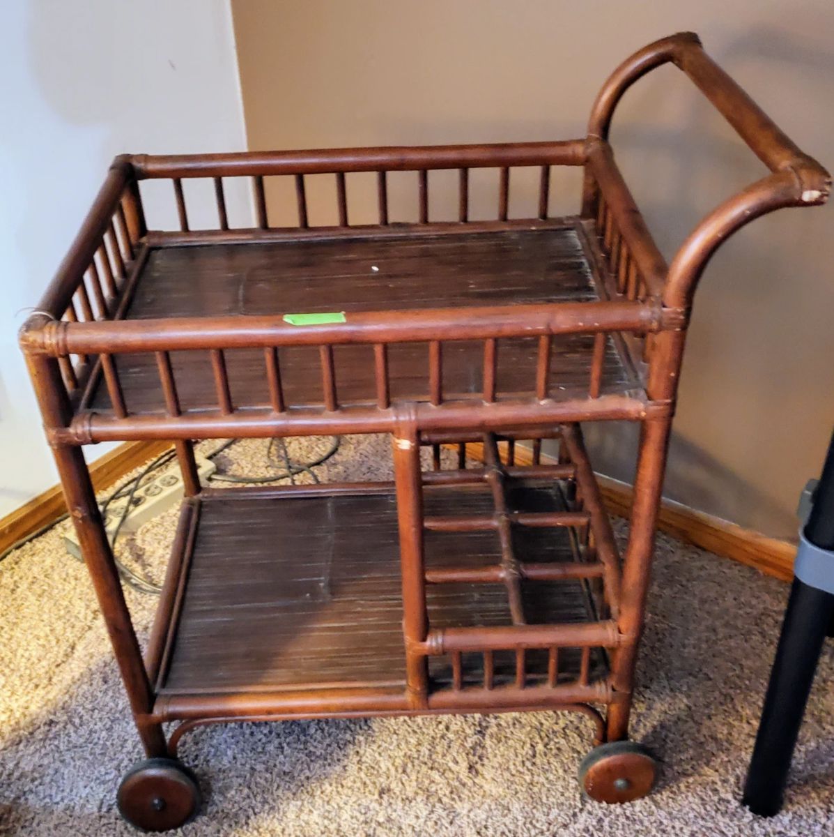 Vintage Boho Chic Rattan Bar Cart 