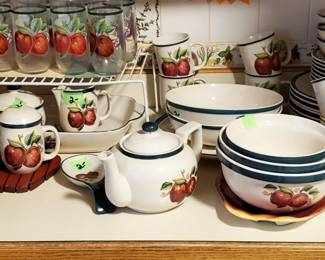 Full Set Apple Dinnerware with extra pieces 