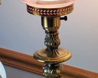 Vintage etched glass lamp 