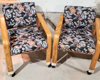 Rolling club gameroom chairs, sports pattern 