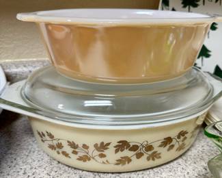 Vintage Pyrex. Gold Acorn. Lusterware