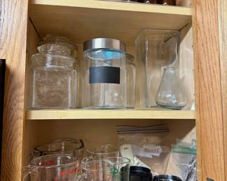 Measuring cups and glass jars