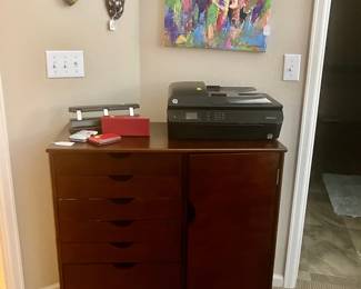 Office Storage Unit, Printer, Wall Art