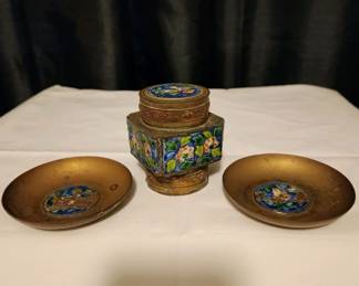 Antique Chinese Cloisonn Tea Jar 