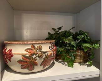 M65 - $10 leaf bowl. $8 brass planter.
