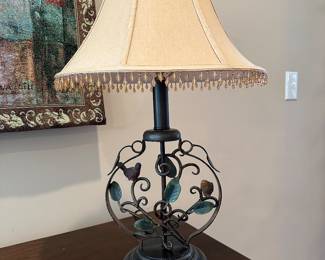 M10 - $25. Bird Lamp - metal base nice shade. Measures 27" tall. 