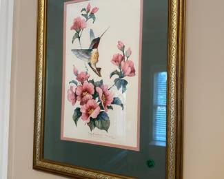 M37 - $30 PAIR hummingbird signed prints Carolyn Shores Wright. Measures 16.5" x 22"