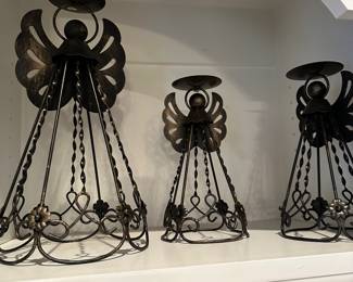 M64 - Candle holders. $8 large metal angel $6 each smaller. 